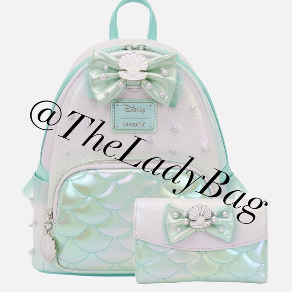 Loungefly Disney NWT  The Little Mermaid Ariel Iridescent  backpack w/wallet